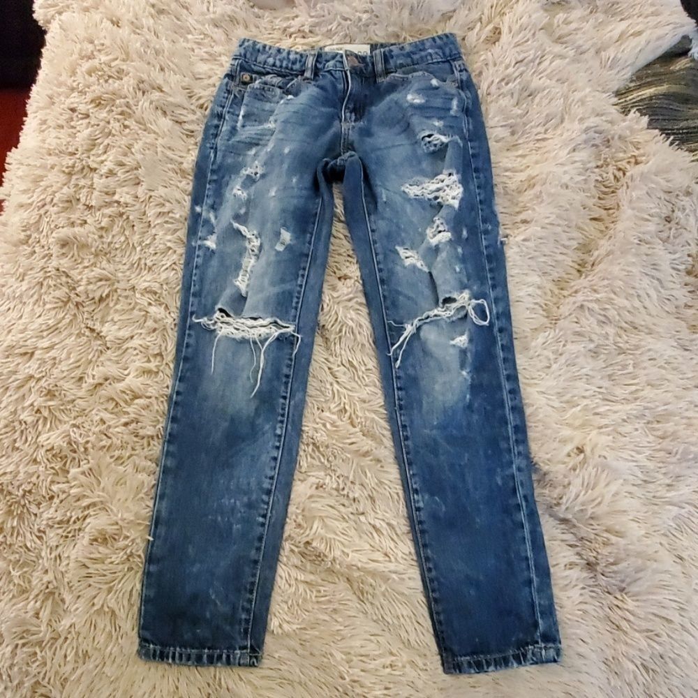 Garage Blue Distressed Boyfriend Jeans